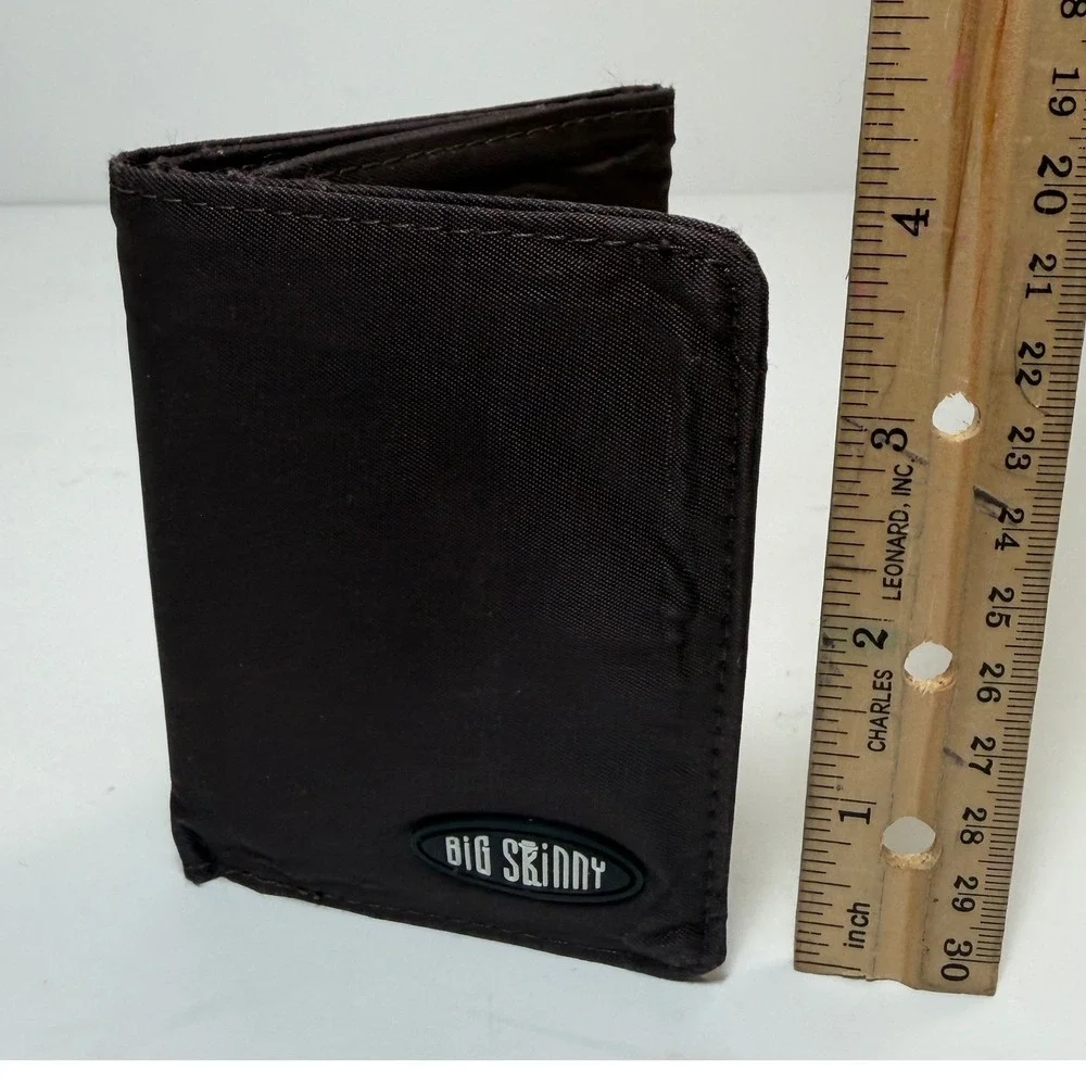 Big Skinny Mens Brown Minimalist Lightweight Trifold Utilitarian Canvas Wallet
